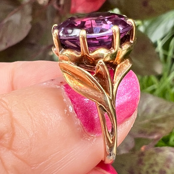 VINTAGE KIMBERLY 10K GOLD SYNTHETIC ALEXANDRITE COLOR CHANG PURPLE SAPPHIRE RING - Picture 9 of 16